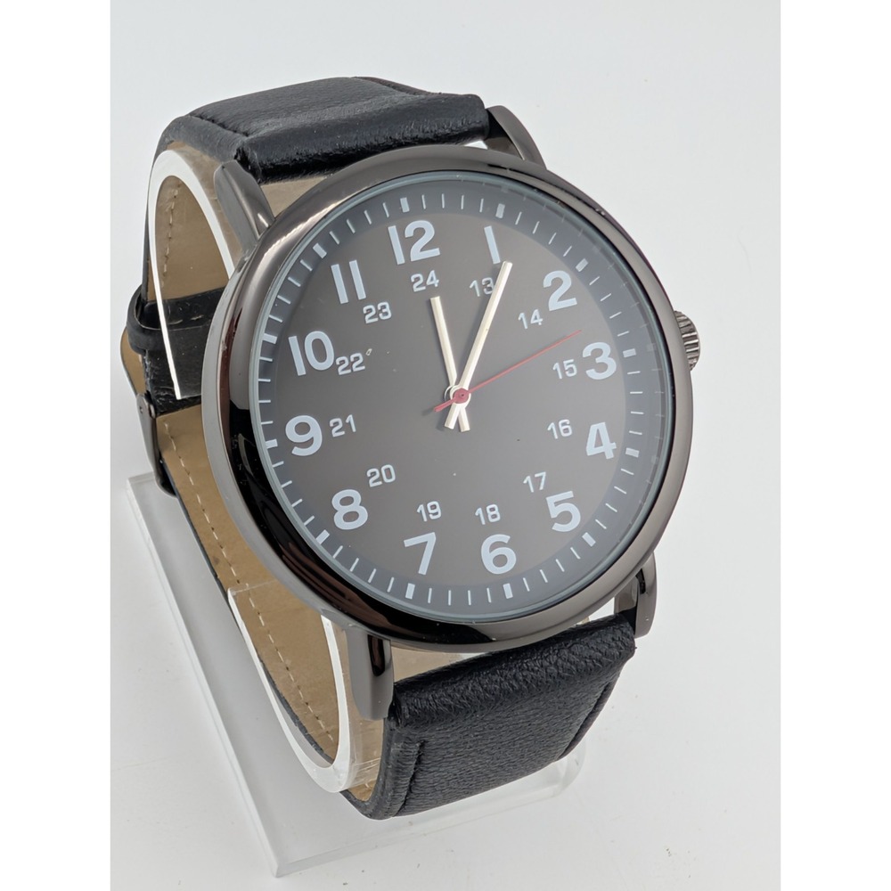 George Men's Watch Gunmetal 44mm Case Black Easy Read Dial- New Battery